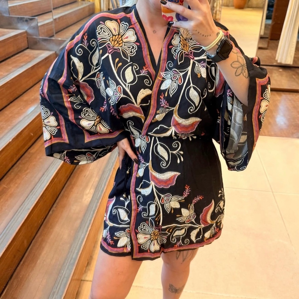 FARM Rio Black Floral Mini Dress Size S